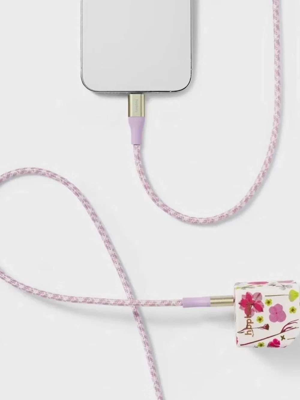 heyday Pink Floral USB-C to Lightning Fast Charging Cable and 20W Adapter